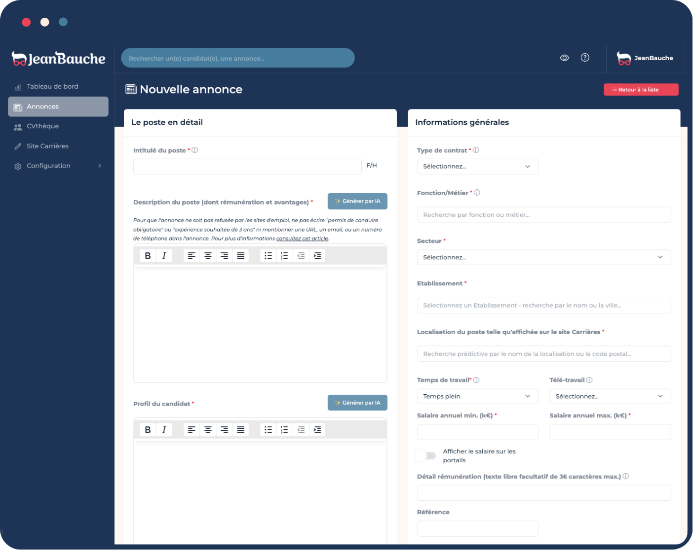 Nouvelle annonce emploi ATS jeanbauche